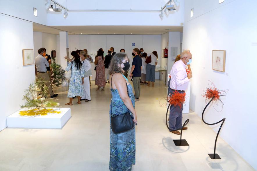  Inauguración Exposición de Ikebana y Acuarelas en el C.C. Anabel Segura . Imagen de personas mirando la exposición.