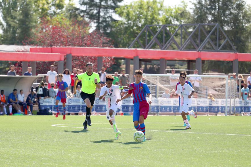 Final Madrid Fútbol Cup - Imagen de un momento del partido de la final entre el Paris Saint-Germain y el FC Barcelona.