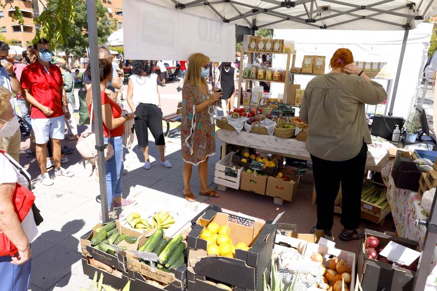 Mercado Ecológico en el Paseo Valdelasfuentes - Imagen de uno de los puestos de verduras y hortalizas frescas.