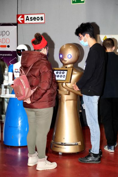 Inauguración de la Feria Digital de Empleo y Emprendimiento - Imagen de una persona visitando uno de los stand de la feria.