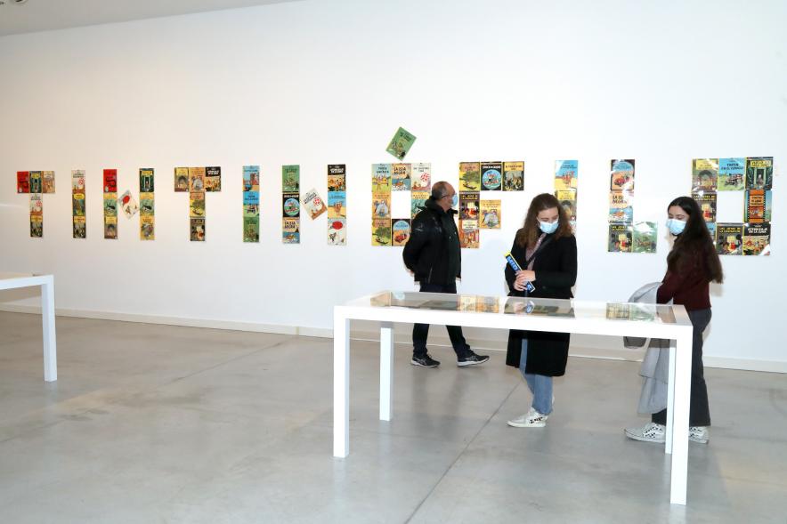 Inauguración Exposición "Miradas Tintinófilas" - Imagen de personas mirando la exposición.