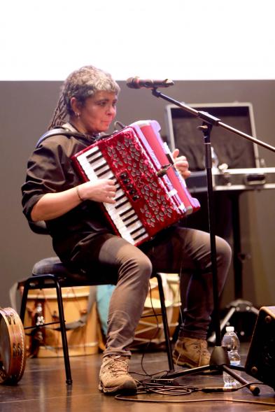 Presentación Premio Novela Corta Bachiller Alonso López - Imagen de la actuación musical, una acordeonista.