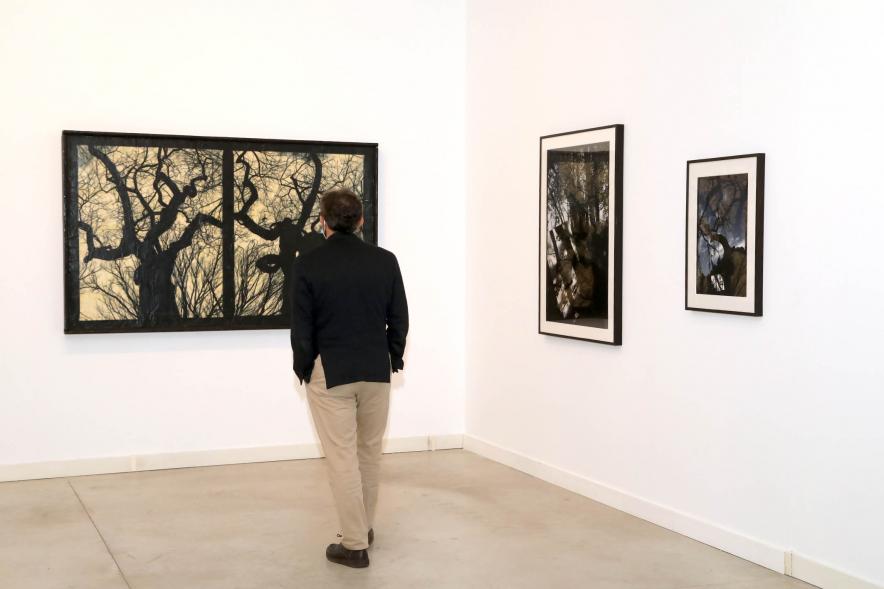 Inauguración Exposición "Encuentros" - Primer plano de un visitante de la exposición.