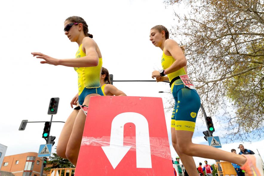 Campeonato de España de Duatlón -  Imagen de un momento de la carrera a pie femenina.