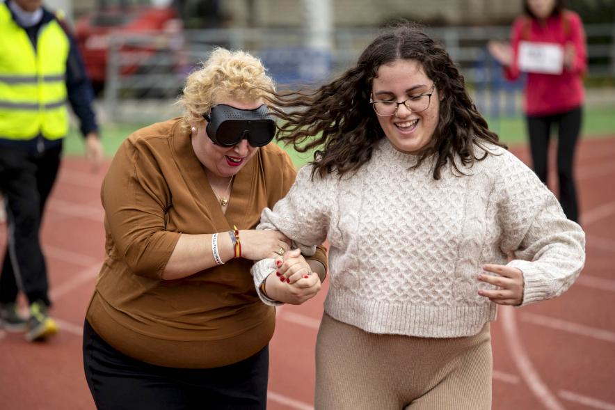 Momento durante la carrera sin visión