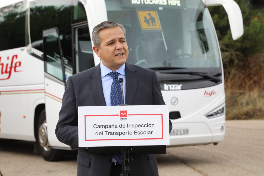 Presentación campaña regional de inspección de autobuses de transporte escolar, palabras consejero